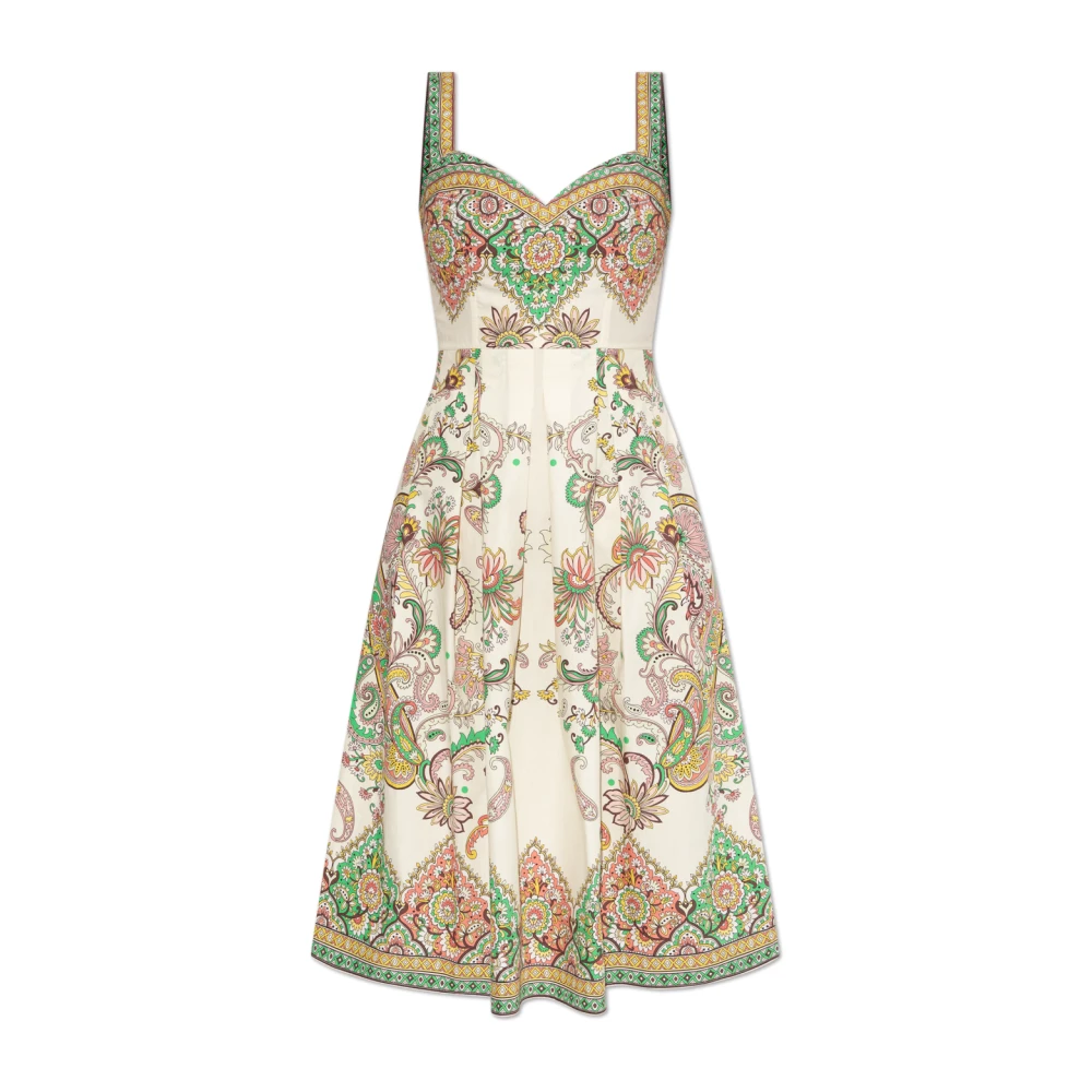 ETRO Jurk met decoratieve print en bandjes Beige Dames