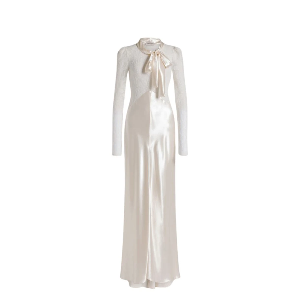 Alberta Ferretti Beige Gowns, Female, Xs, Satin And Lace Evening Dress