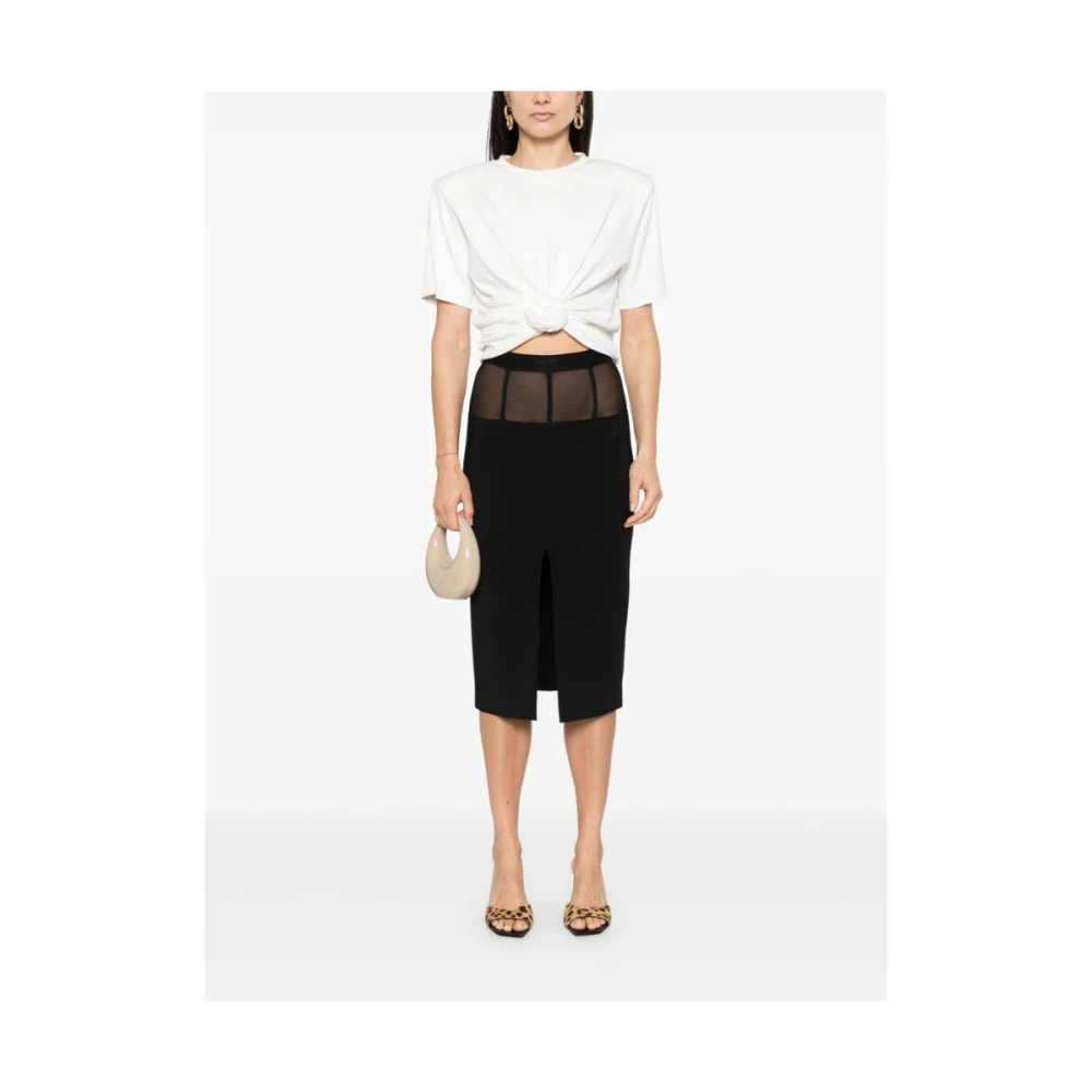 Elisabetta Franchi Zwarte Rok met Doorzichtige Panelen Black Dames