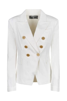 Vit Denim Dubbelknäppt Blazer