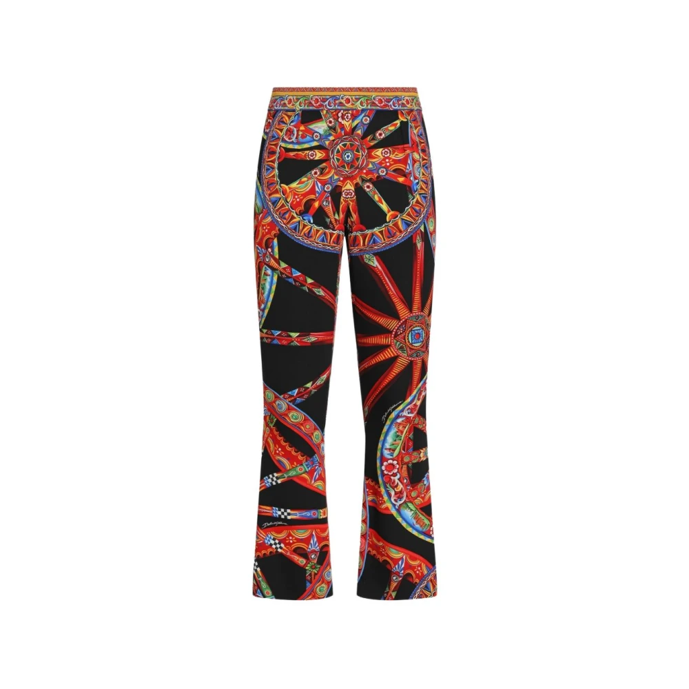 Dolce & Gabbana Kate Waist Flared Trousers - Female - Cropped Trousers - Multicolor - M - Trousers