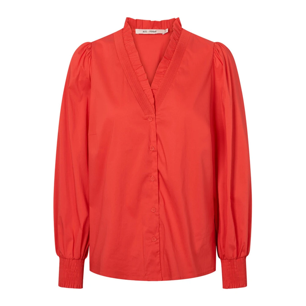 RUE de Femme Vrouwelijk Shirt met Smockdetails Red Dames