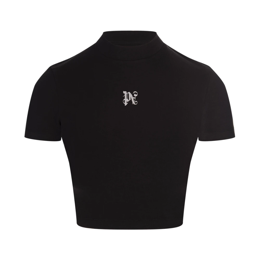 Palm Angels Zwart Monogram Crop Top Black Dames