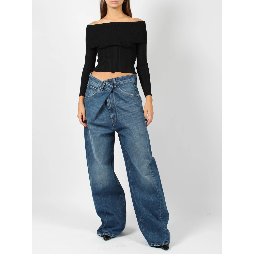 Darkpark Medium Wash Ines Denim Fold Over Blue Dames
