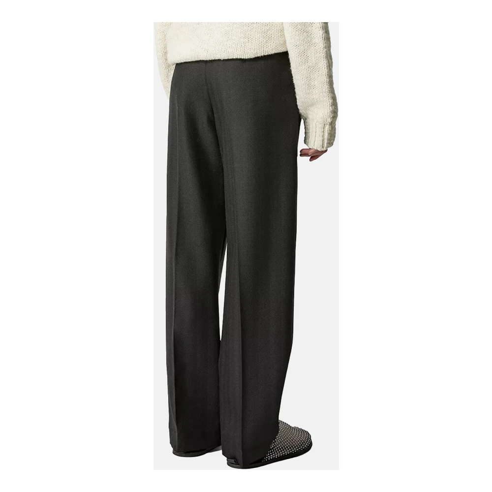 Forte Hoge taille wollen broek met plooien Black Dames