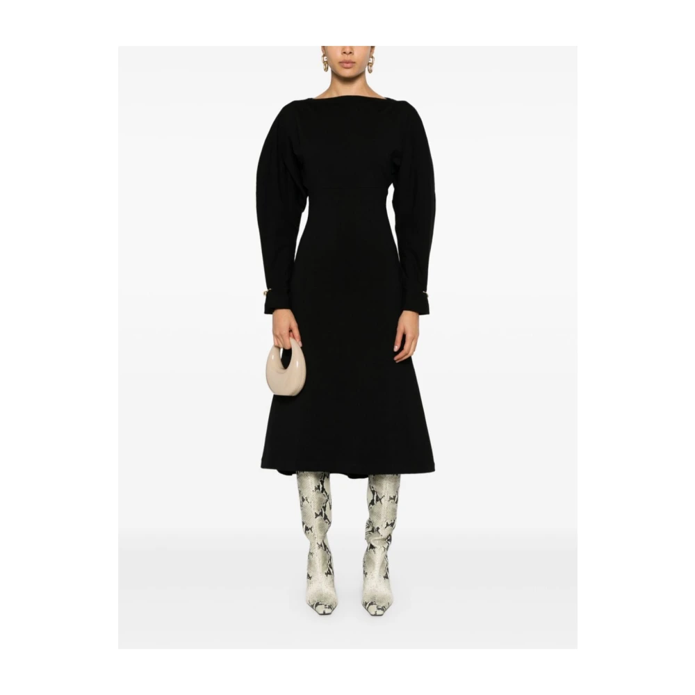 Philosophy di Lorenzo Serafini Zwarte Gebreide Jurk met Gouden Accenten Black Dames