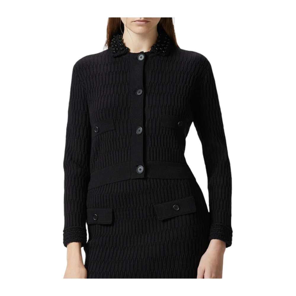 pinko Geometrische Masquerade Jas in Zwart Black Dames