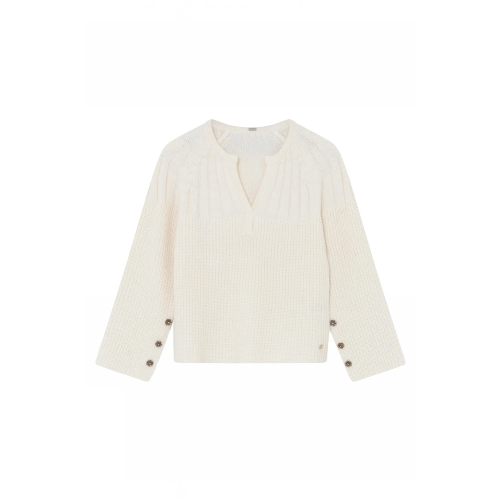 Gustav Women's White Selma Knit Off Jumper - V-Neck Knitwear - 2XL - Knitwear