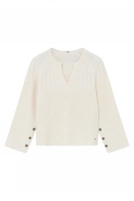Selma Stickad Off White Tröja
