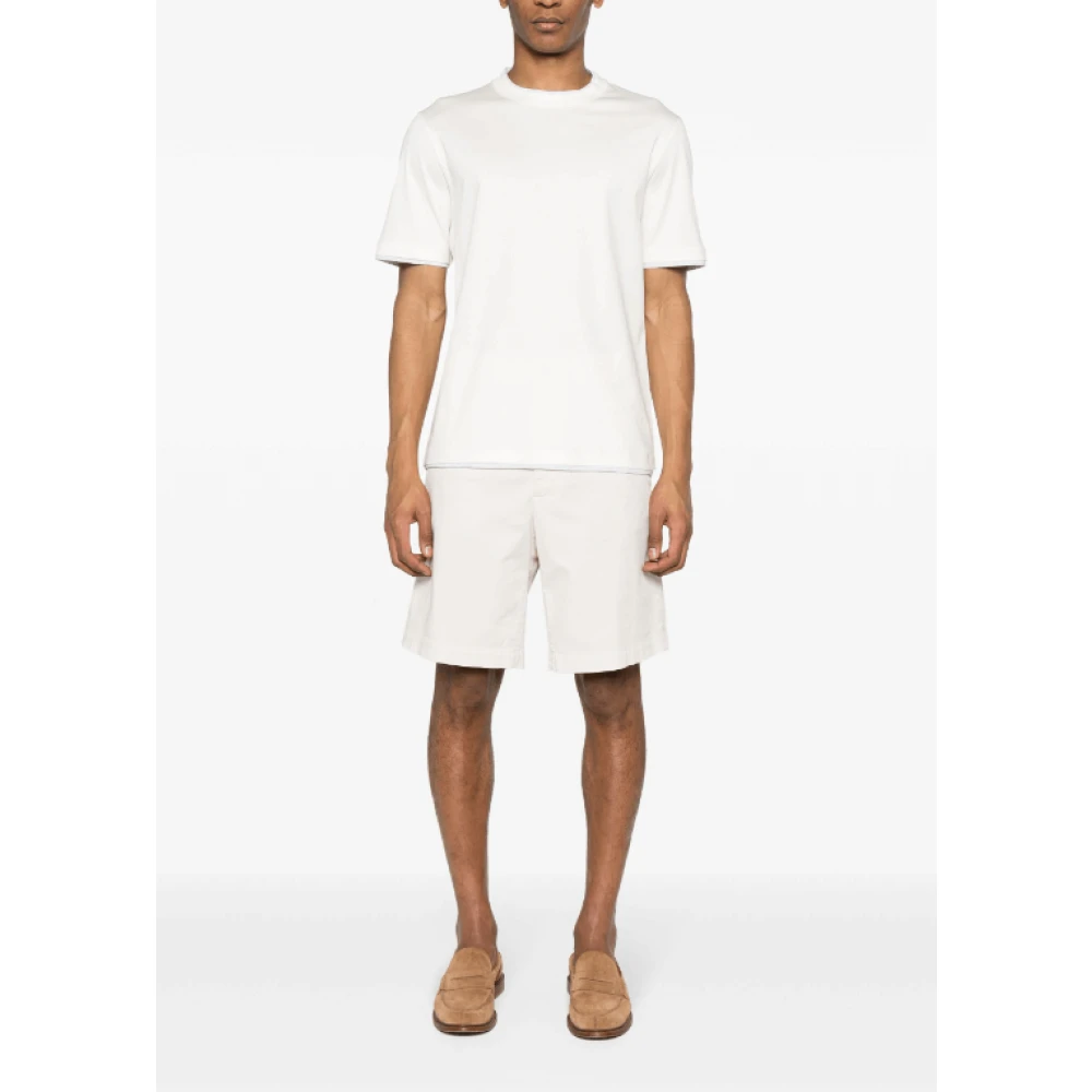 BRUNELLO CUCINELLI Gelaagd Katoenen T-shirt White Heren