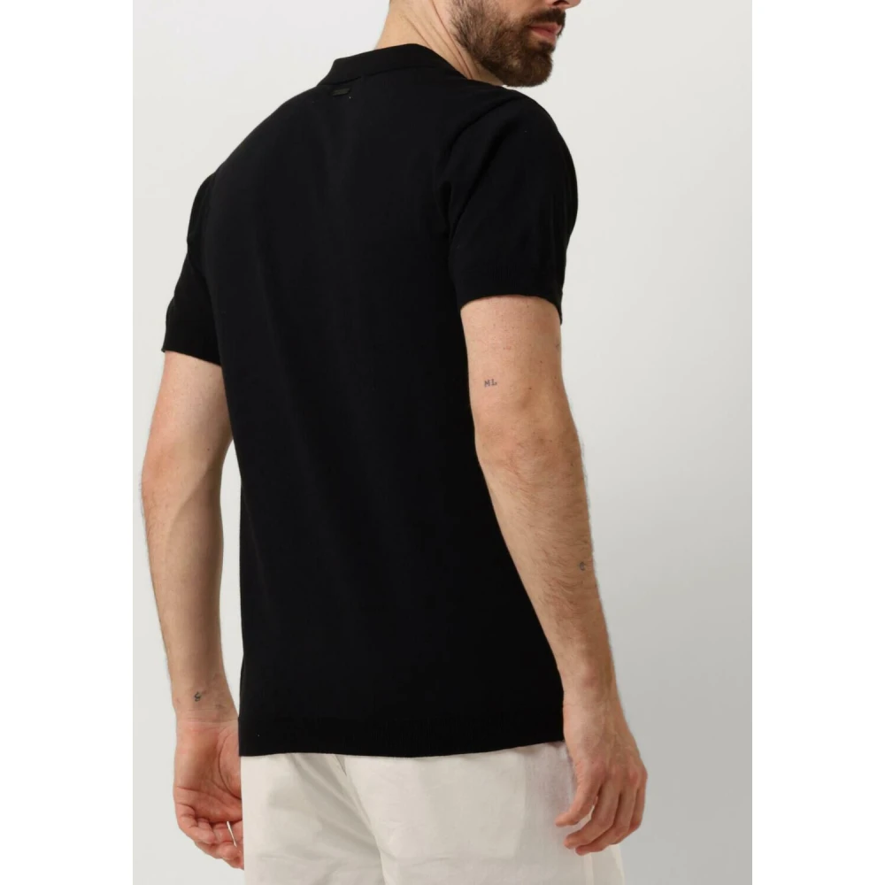 Pure Path Gebreide Polo met Borstprint Black Heren