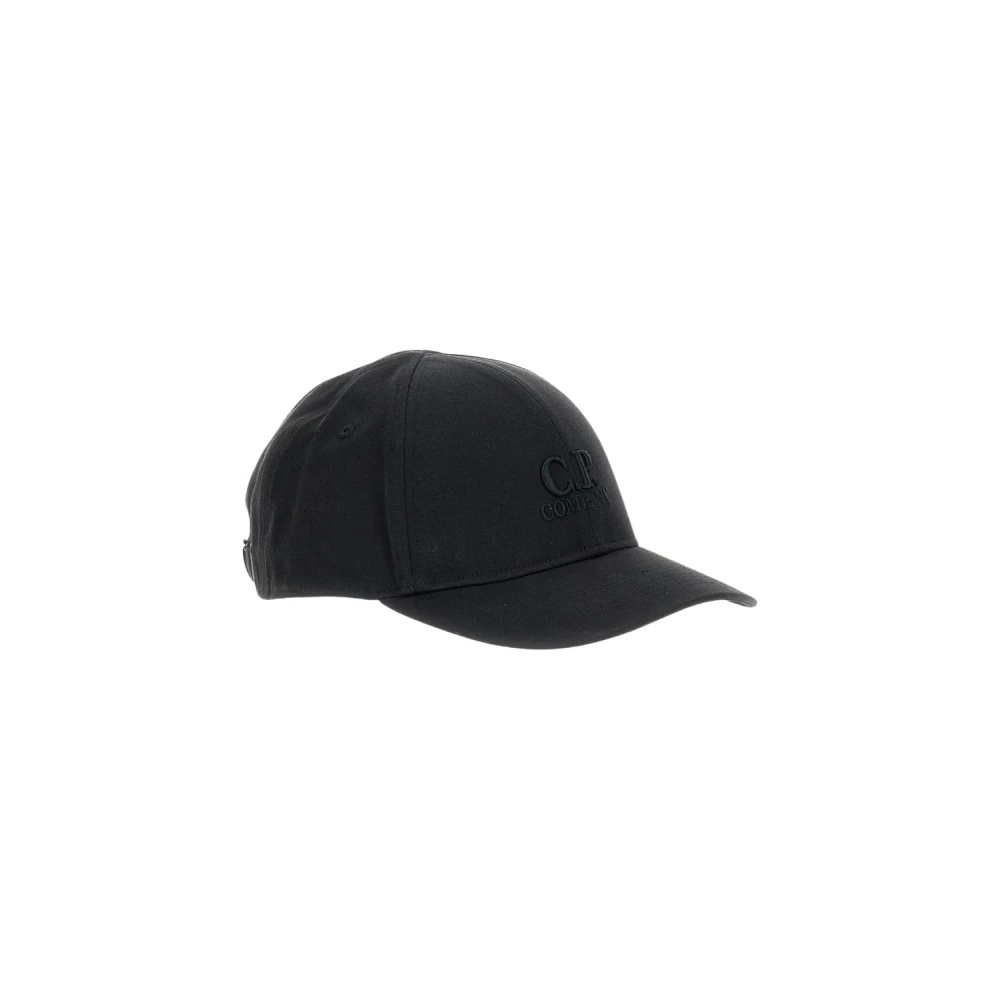 C.p. Company Men's Black Gabardine Logo Cap