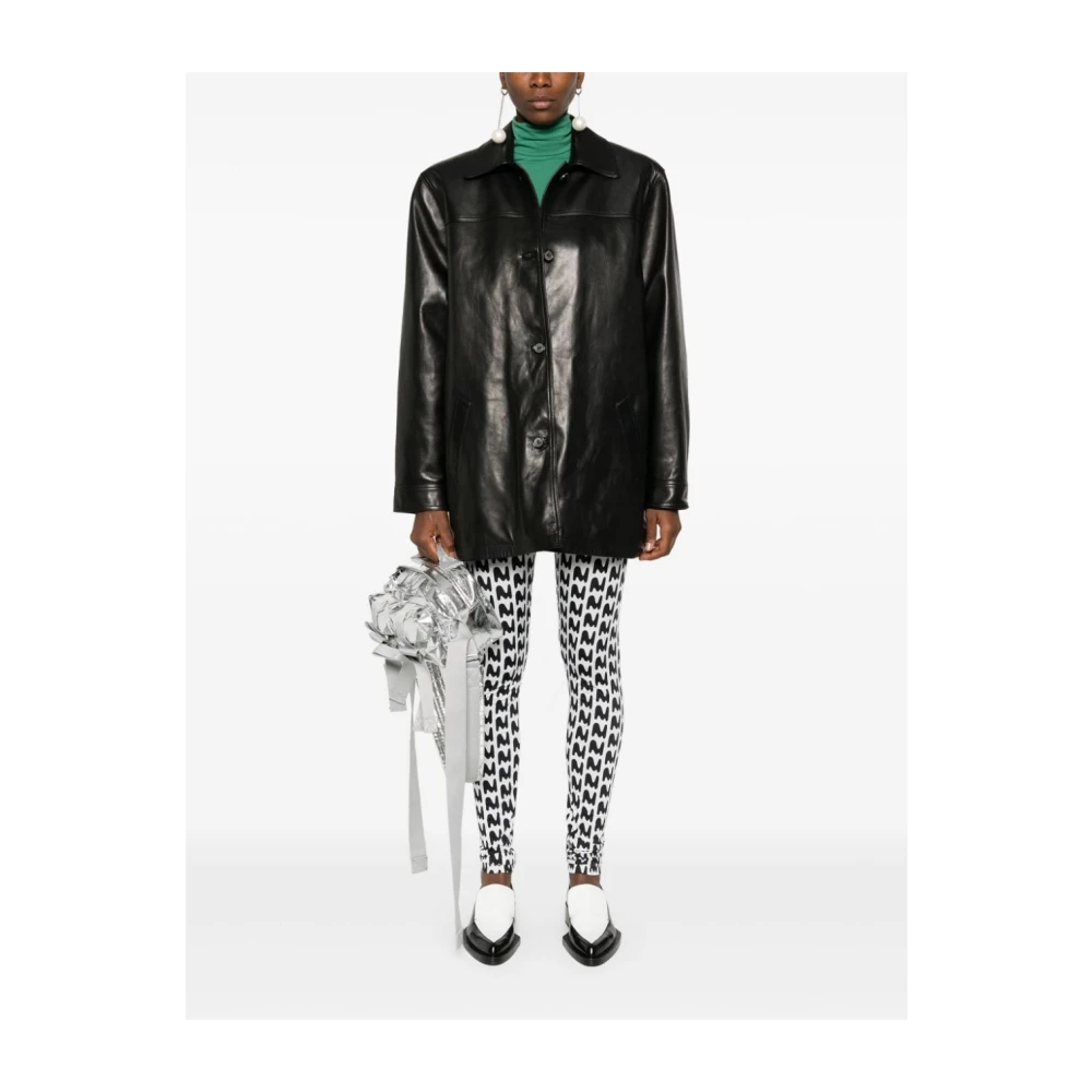 Msgm Elastische katoenen broek met logoprint Black Dames