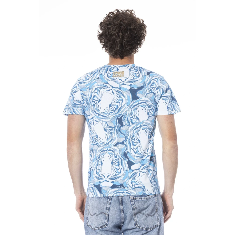 Cavalli Class Fantasie Print Korte Mouw T-shirt Blue Heren