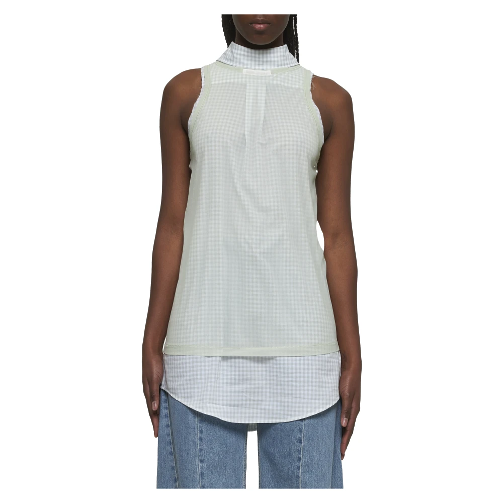 Maison Margiela Gelaagd Groen Vest met Geruite Onderkant Green Dames
