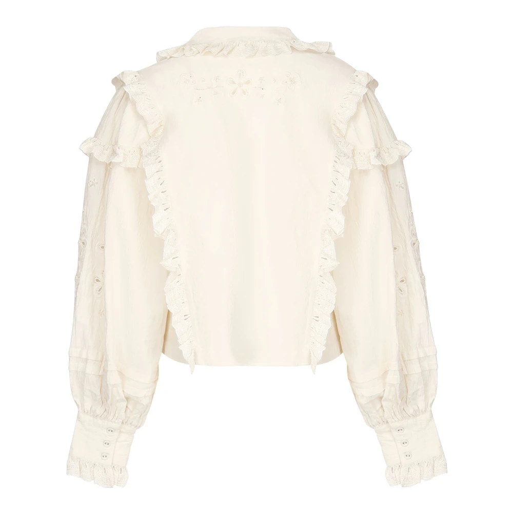For Love & Lemons Witte Oogje Geborduurde Top met Kraag White Dames