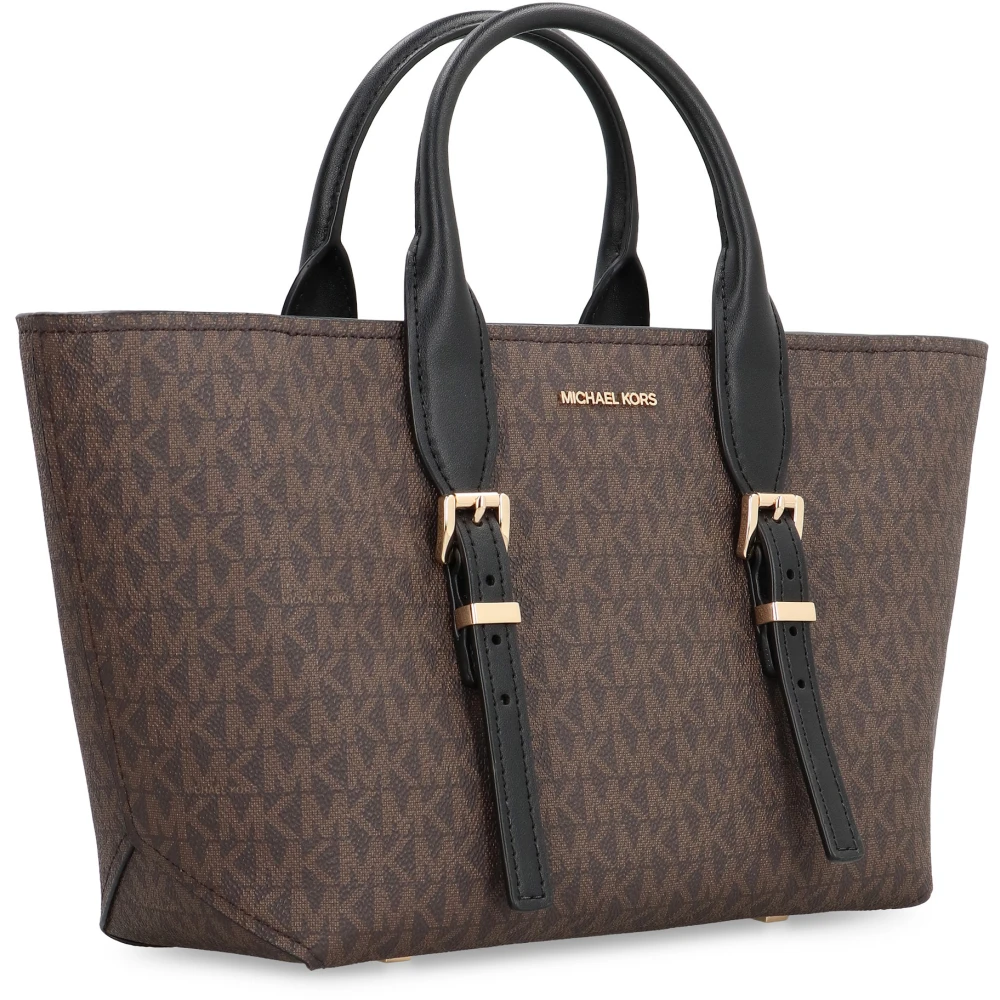 Michael Kors Logo Coated Handtas met Schouderband Brown Dames