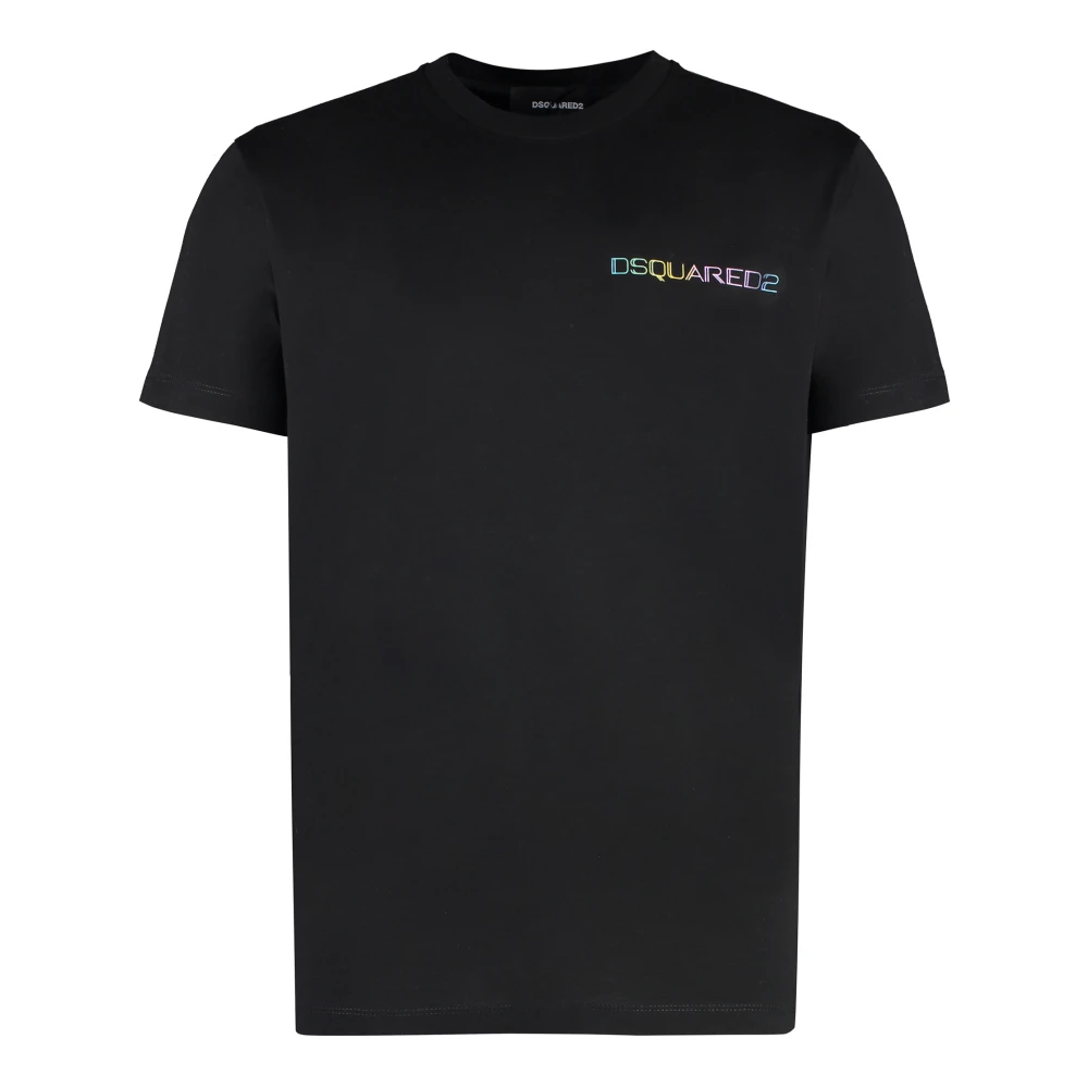 Dsquared2 Geribbelde Kraag Katoenen Crew-Neck T-Shirt Black Heren