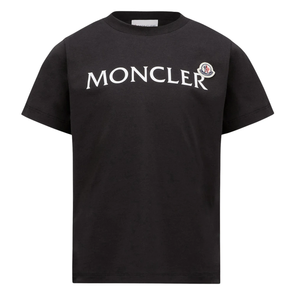 Moncler Black Kids Short Sleeve T-Shirts, Male, 6 Y, Logo T-Shirt For Boys