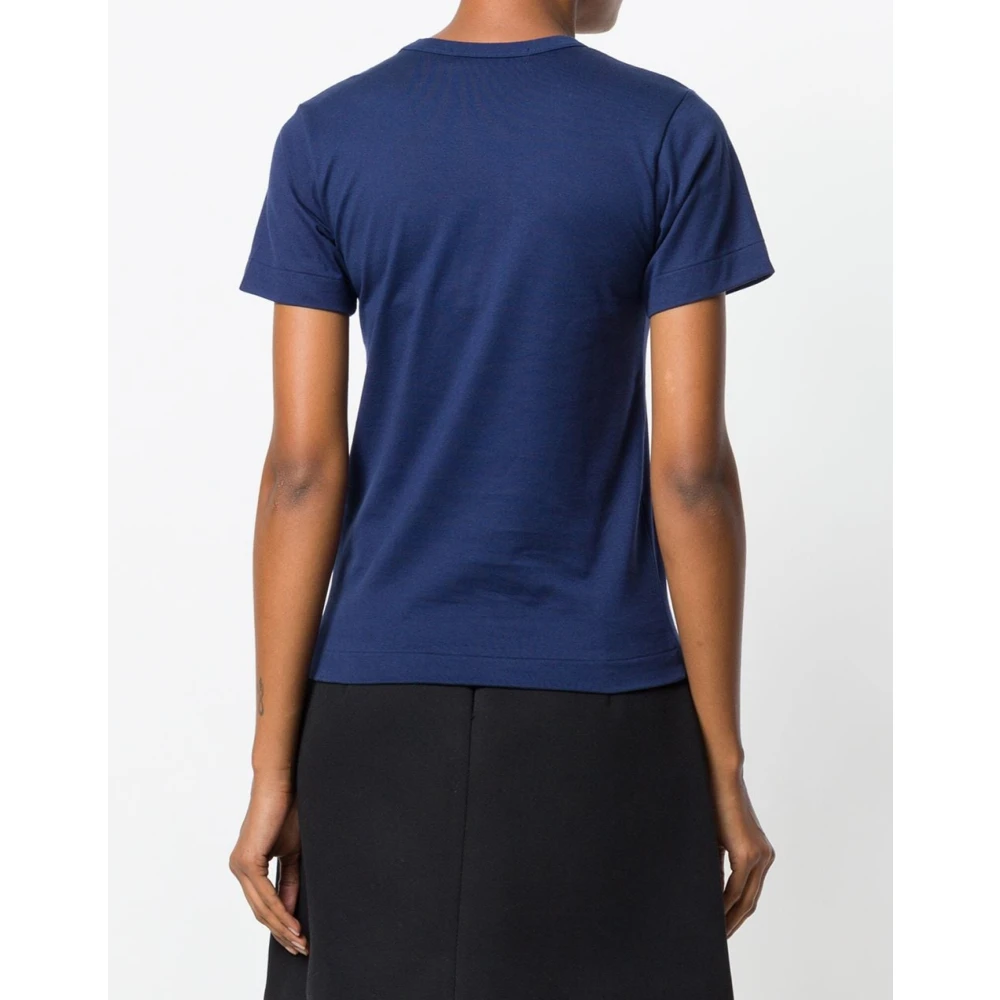 Comme des Garçons Hart Logo Navy T-Shirt 100% Katoen Blue Dames