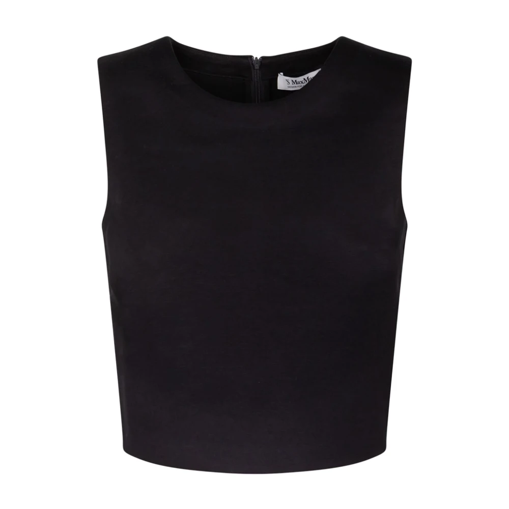 Max Mara Tijdloze Zwarte Ronde Hals Top Black Dames