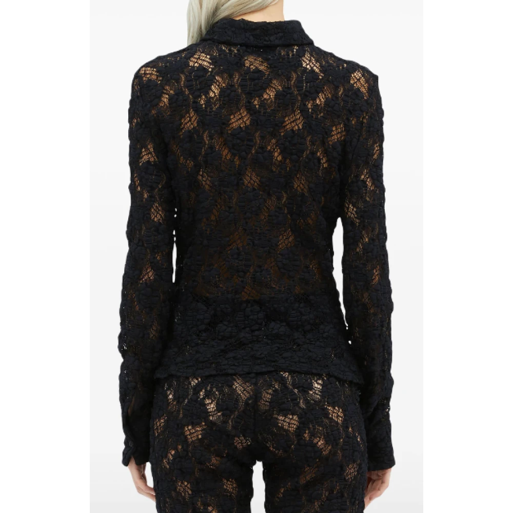 Msgm Bloemen semi-transparante overhemd met puntkraag Black Dames