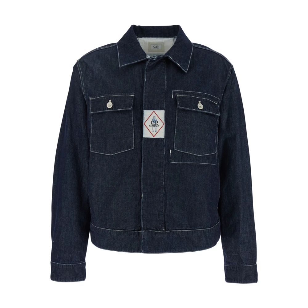 C.P. Company Blauwe Denim Jack met Klassieke Kraag Blue Heren