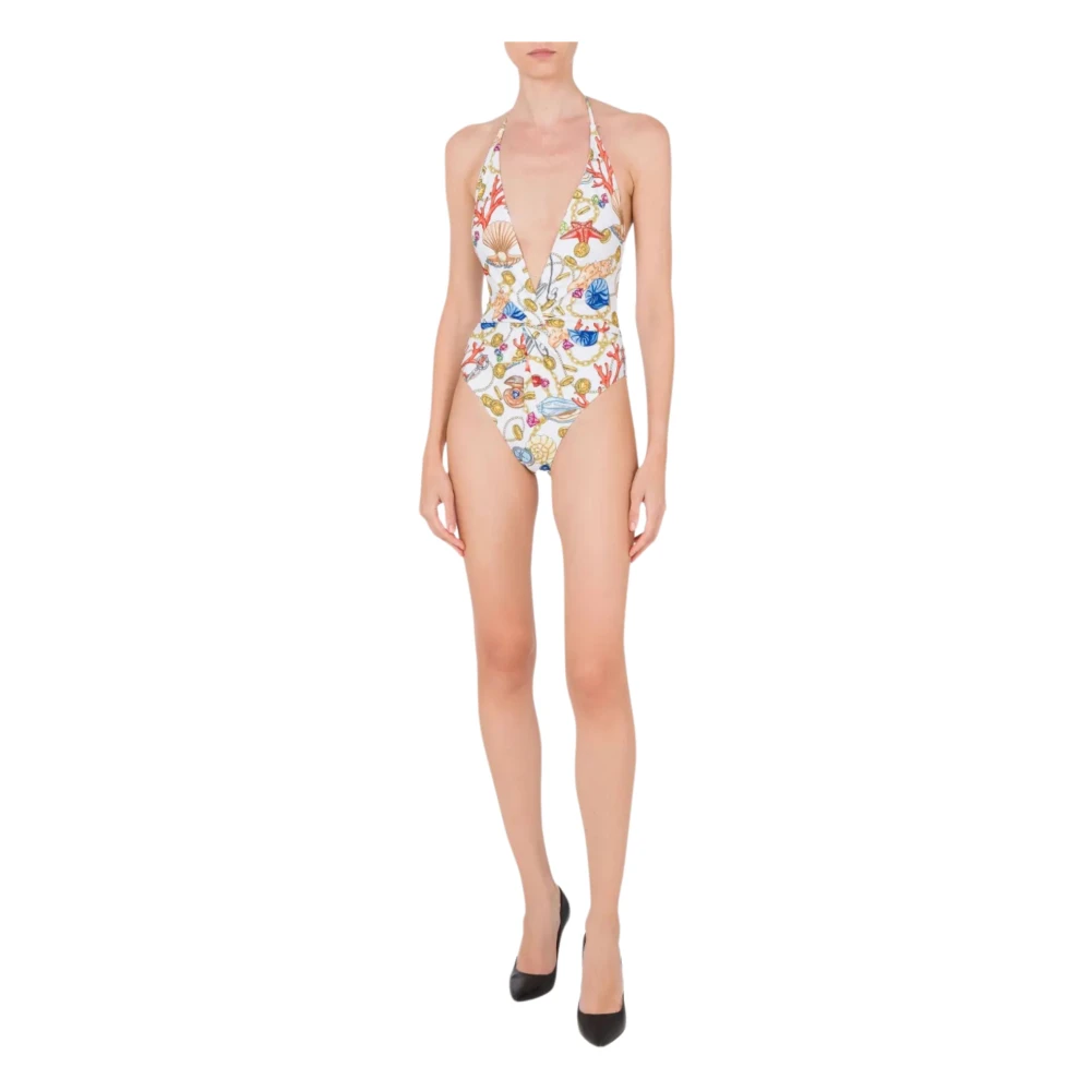 Moschino Wit zee kleding schelp print halternek badpak Multicolor Dames