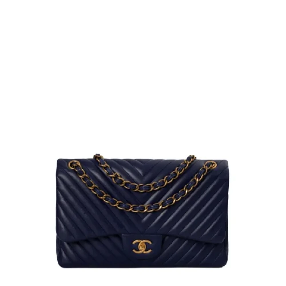 Chanel Vintage Pre-owned Leather chanel-bags Blue Dames