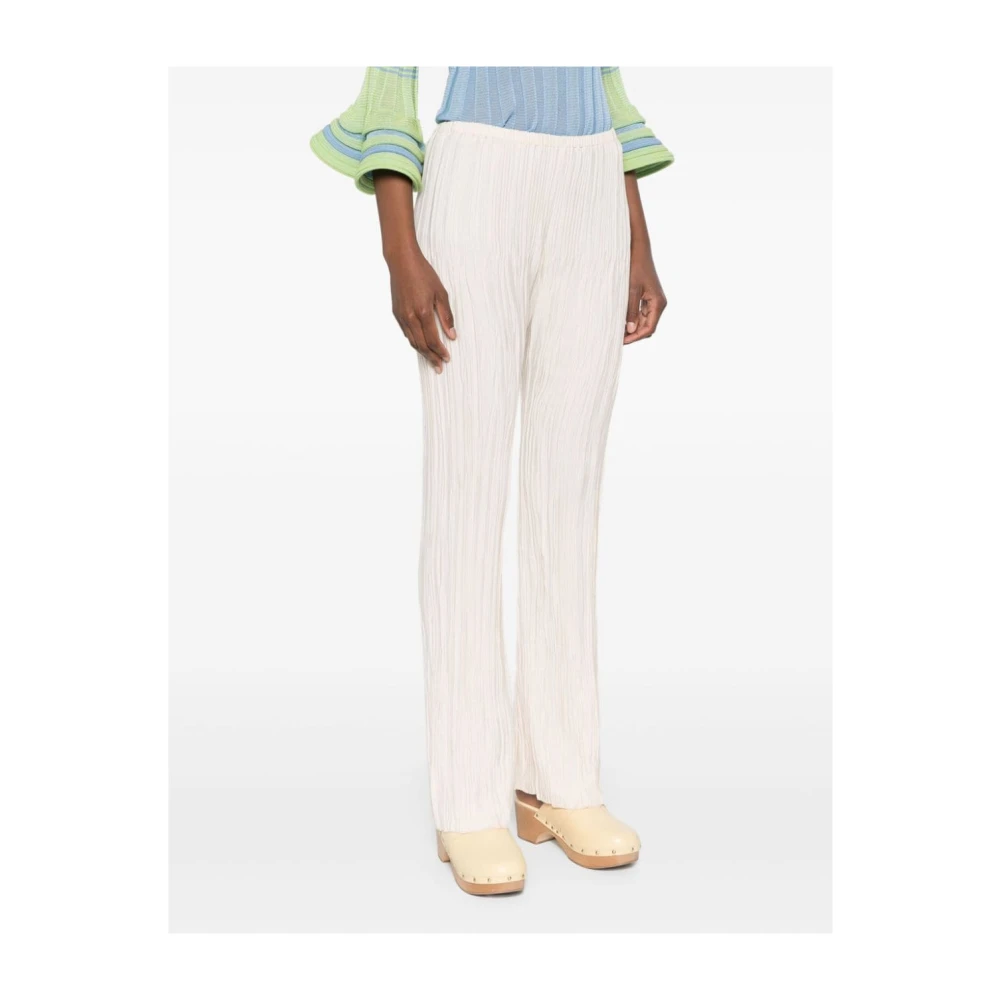 Forte Geplooide hoge taille rechte pijp broek Beige Dames