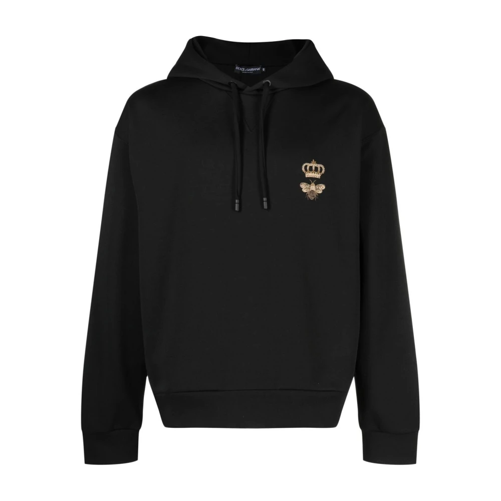 Dolce & Gabbana Zwarte Hoodie met Geborduurd Logo Black Heren