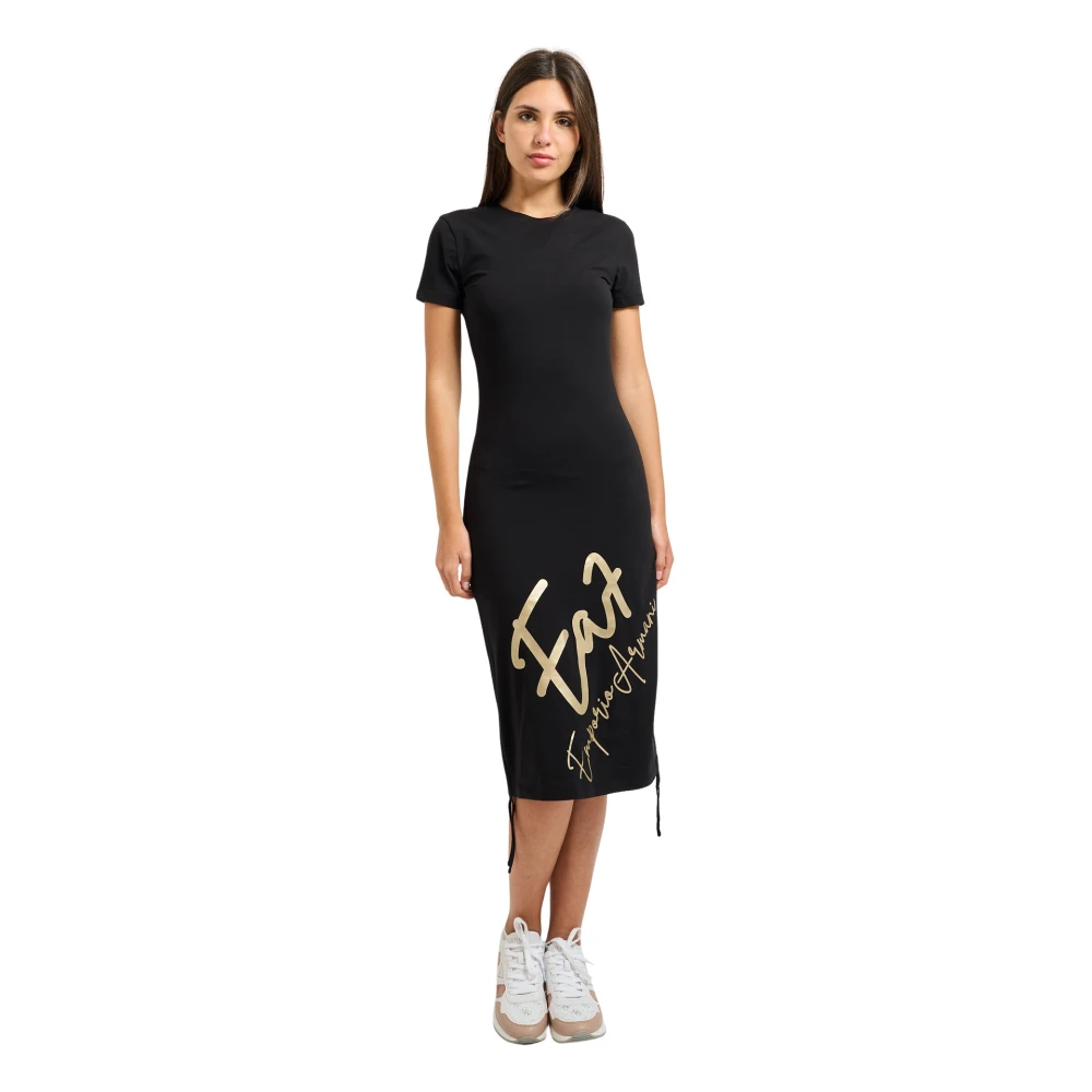 Emporio Armani Mujer Negro - Vestido De Punto De Algodón Elástico - Dresses - S