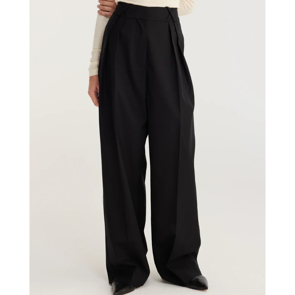 Róhe Zwarte Wijde Pijp Chino Broek Black Dames