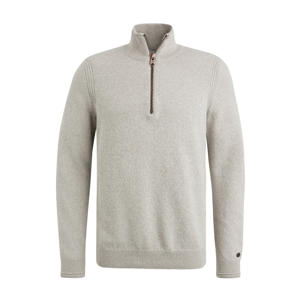 Cast Iron Half Zip Katoenmix Pullover Gray Heren