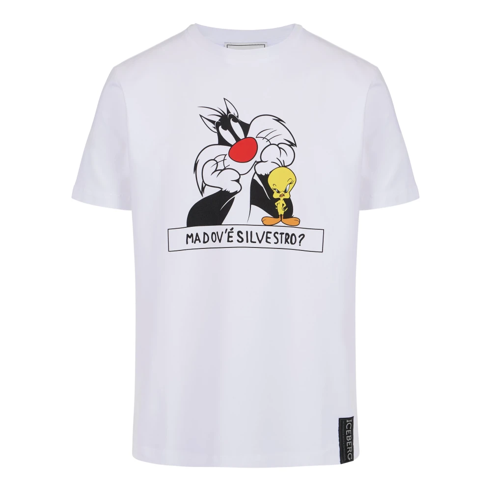 Iceberg Wit katoenen T-shirt met Looney Tunes-print White Heren