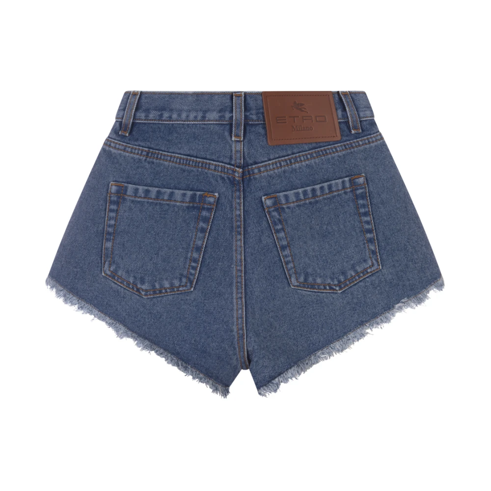 ETRO Blauwe Denim Shorts met Contraststiksels Blue Dames