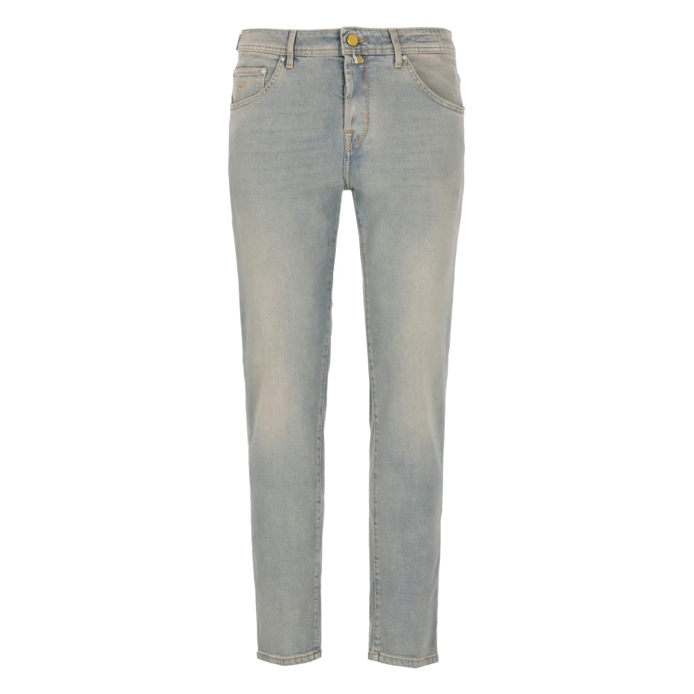 Jacob Cohën Lichtblauwe Katoenen Jeans met Logo Patch Blue Heren
