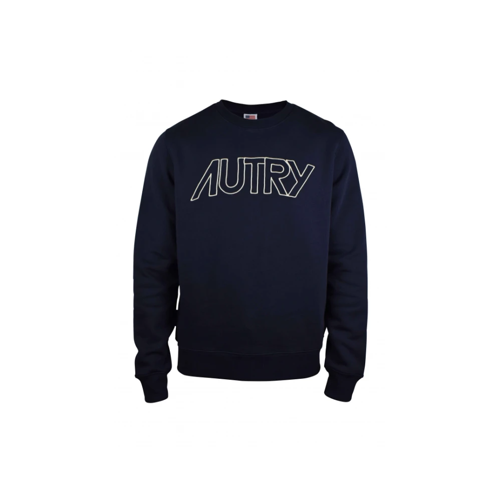 Autry Navyblauwe Katoenen Sweatshirt met Geborduurd Logo Blue Heren