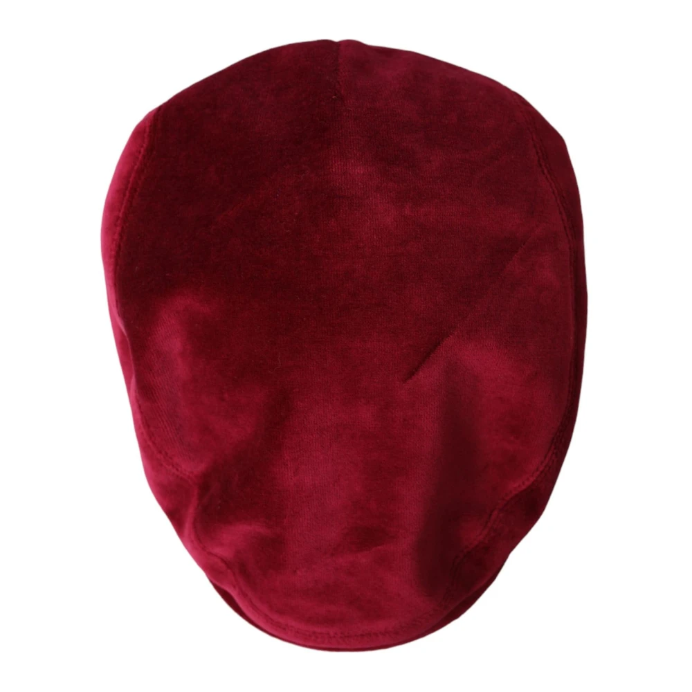 Dolce & Gabbana Maroon Velvet Newsboy Cap Brown Heren
