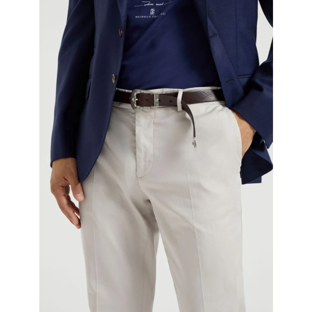 BRUNELLO CUCINELLI Beige Katoenen Gabardine Broek Beige Heren