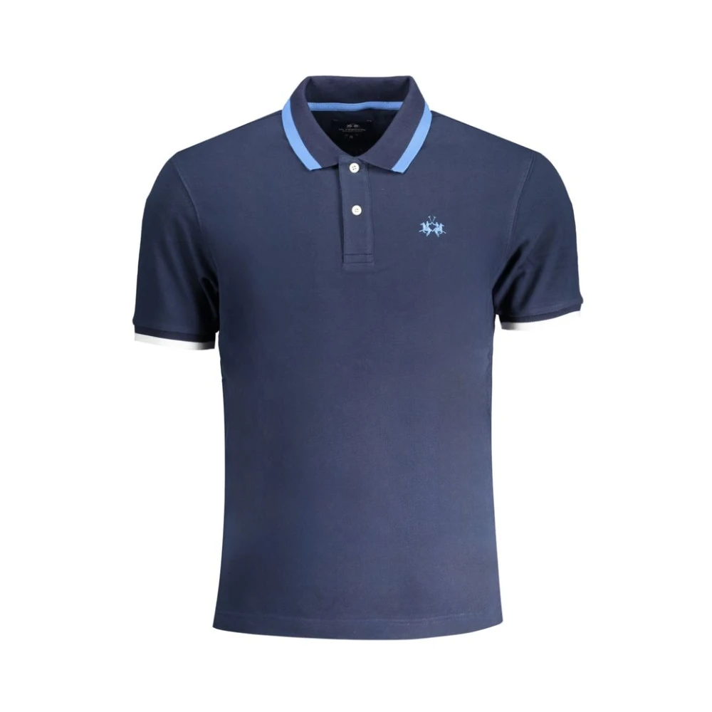 La Martina Men's Blue Polo Shirts,, Cotton Polo Shirt With Embroidery 2XL