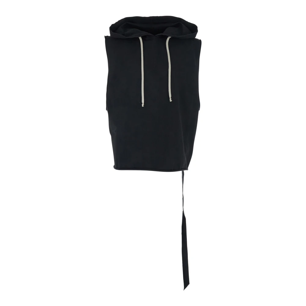 Rick Owens Black Hoodies, Male, L, Top Hooded Tunic