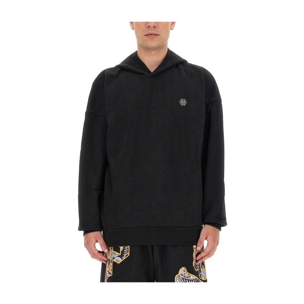 Philipp Plein Oversized Katoenen Hoodie voor Mannen Black Heren