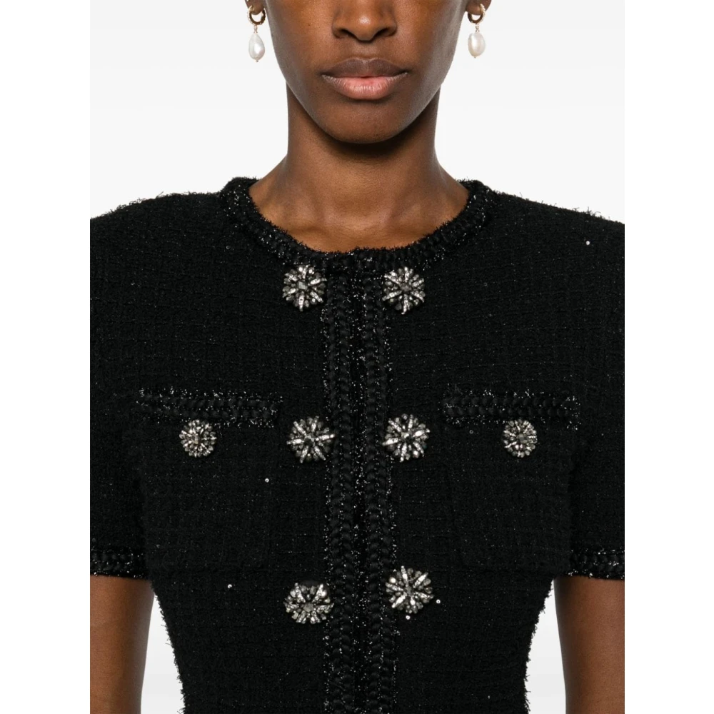 Self Portrait Gebreide Knoop Mini Jurk Black Dames
