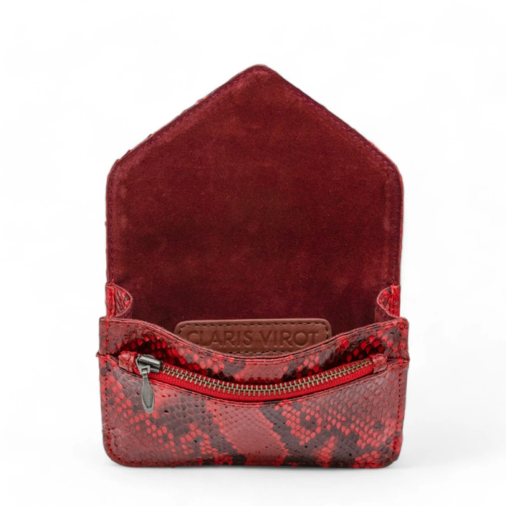 Claris Virot Rode Python Enveloppe Kaarthouder Red Dames
