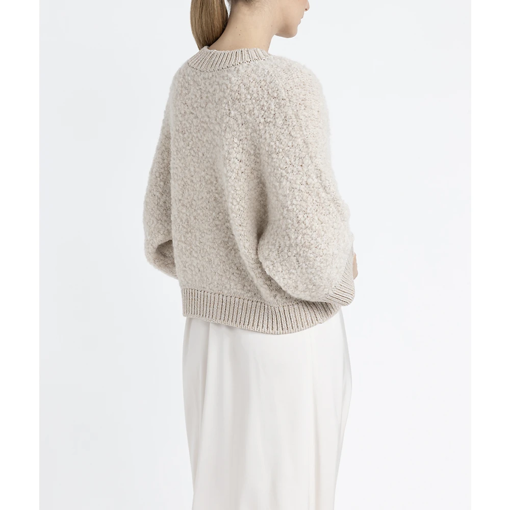 PESERICO Alpaca wol kasjmier zijde en Lurex bouclé vest Beige Dames