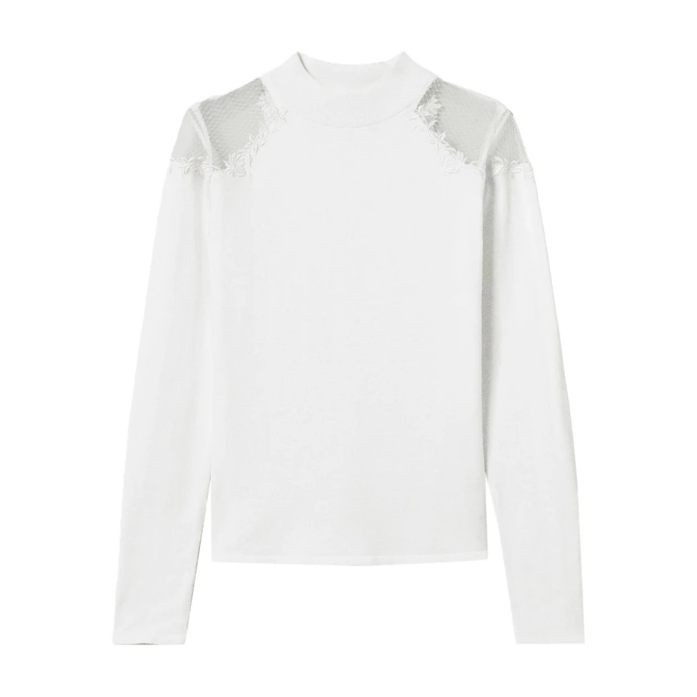 Twinset Vit Stickad Tröja med Broderat Design White, Dam