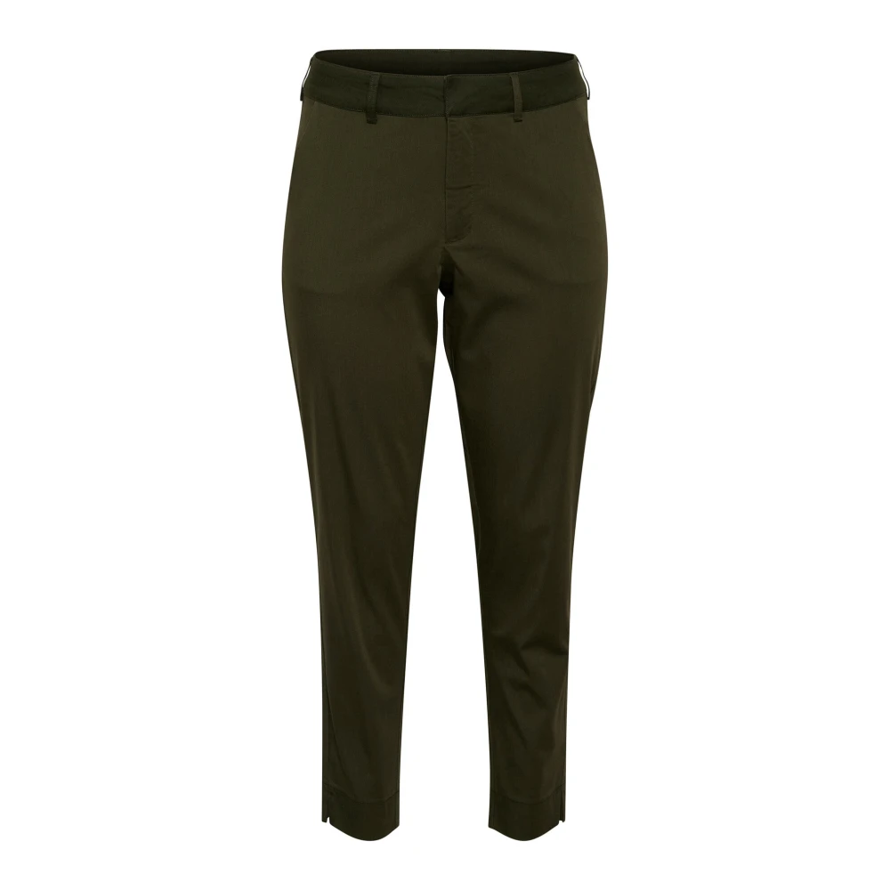 Kaffe Curve Women's Green Cropped Chino Trousers In Grape Leaf - Cropped Trousers - 7XL - Trousers