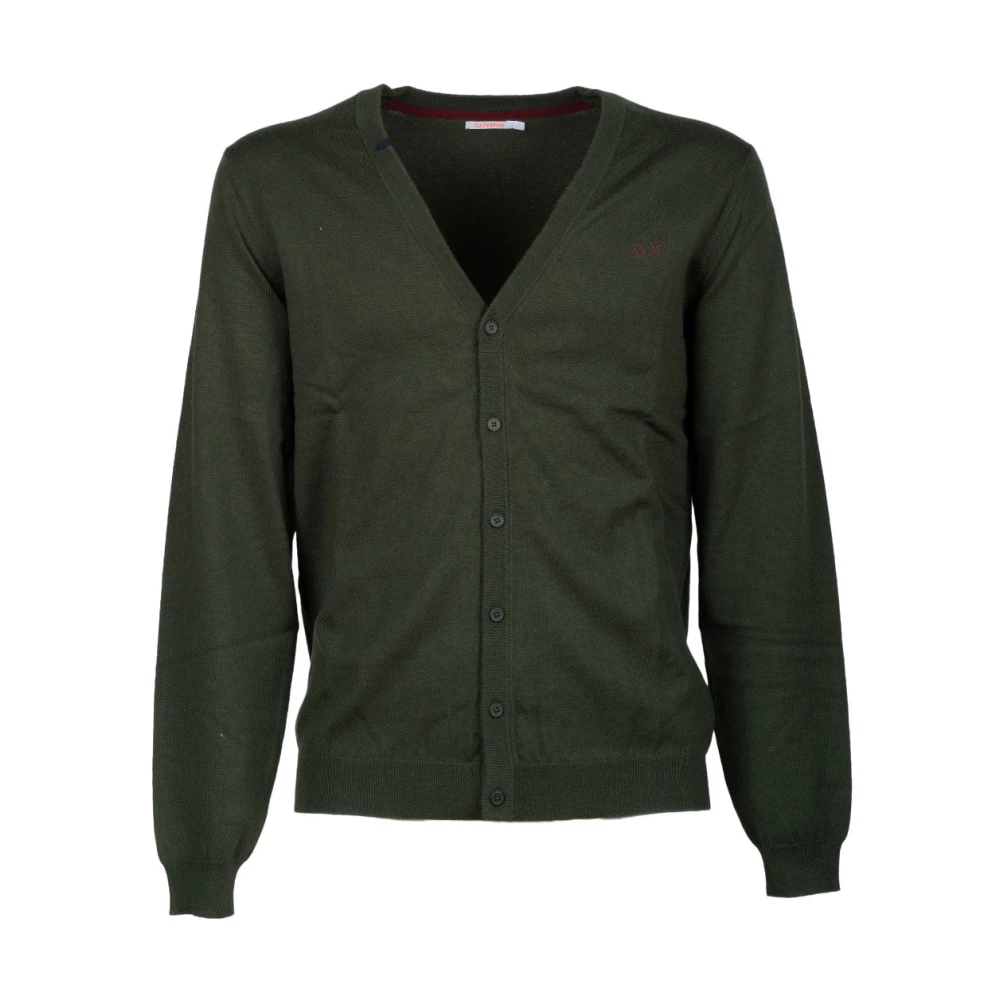 Sun68 Cardigan nero in misto lana con logo K45311N