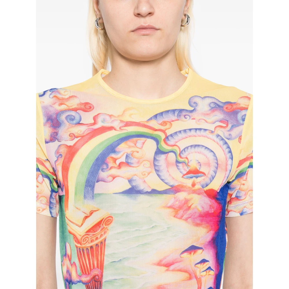 Casablanca MultiColour Crewneck Korte Mouw Shirt Multicolor Dames